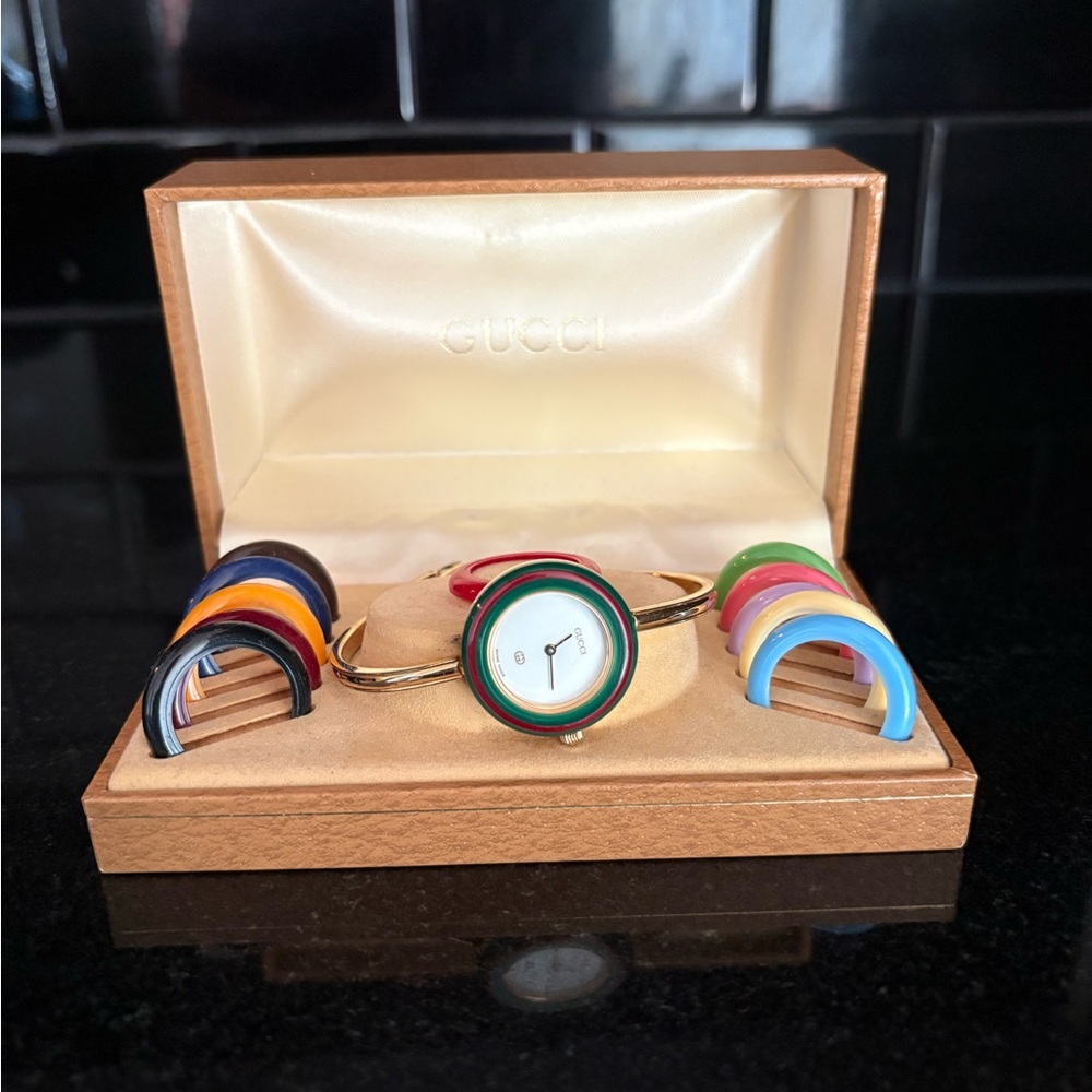 Gucci Gold Watch with Colorful Bezels